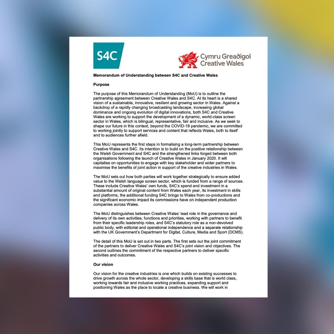 Memorandum of Understanding between S4C and Creative Wales