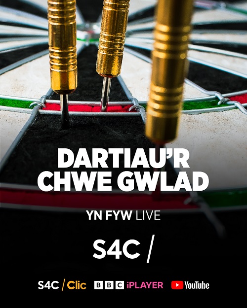 S4C i ddarlledu dartiau byw am y tro cyntaf erioed