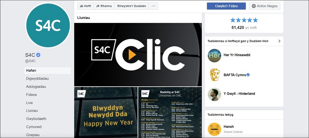 December the most-viewed month for S4C on Facebook